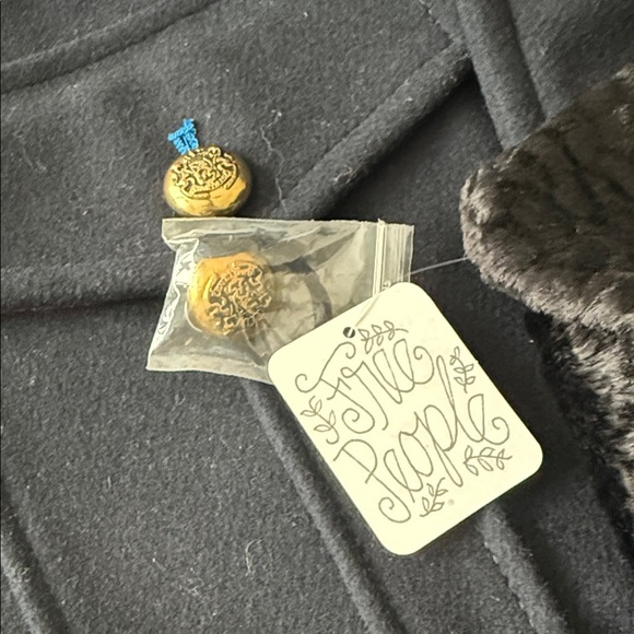 Free People Black Eisenhower Military Jacket Wool Blend w/Faux Fur Accents  Sz M - Picture 9 of 16